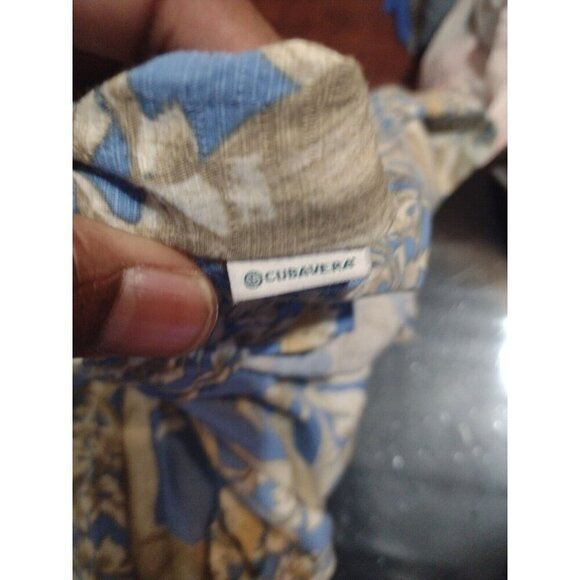 Cubavera Shirt Mens 3X Blue Floral Hawaiian Button Up Short Sleeve Viscose - Picture 9 of 12